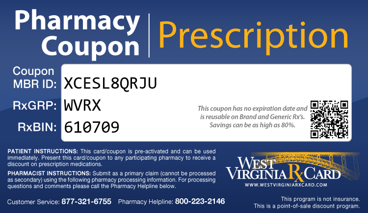 West Virginia Rx Card - Free Prescription Drug Coupon Card